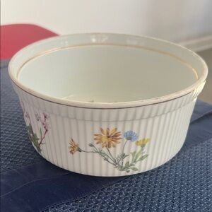Louis Lourioux Le Faune 9” Floral Porcelain Serving Bowl/Casserole Made in Franc